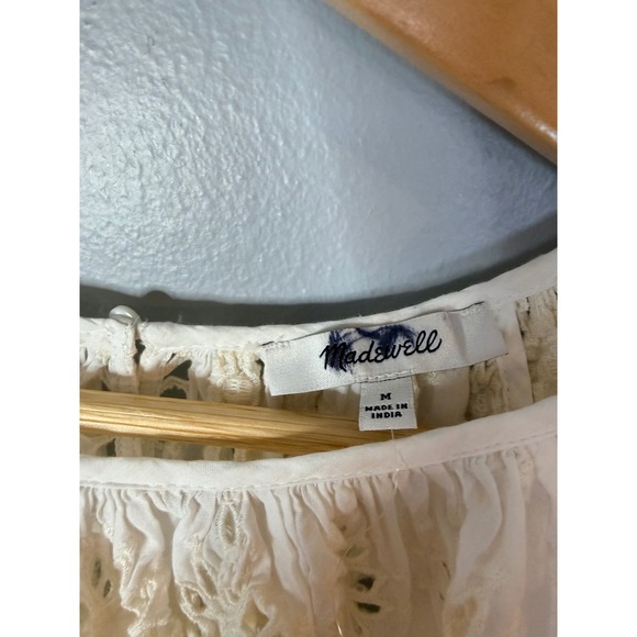 Madewell Embroidered Shirred Puff-Sleeve Top Floral Eyelet Medium NWT - Picture 7 of 9